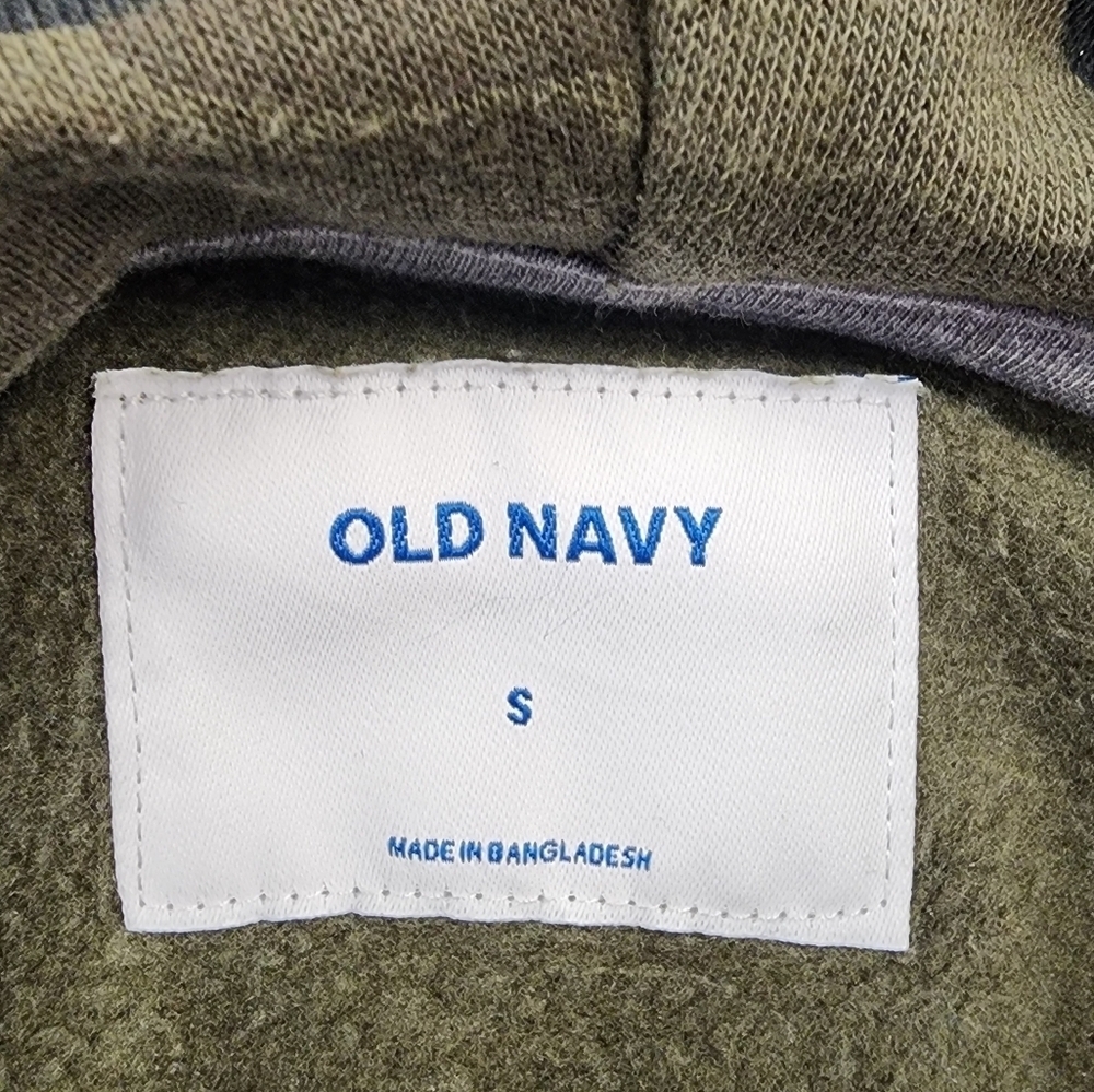 Old Navy Camo Pullover Hoodie Olive Green Camouflage Sweatshirt Size Small - Picture 7 of 11
